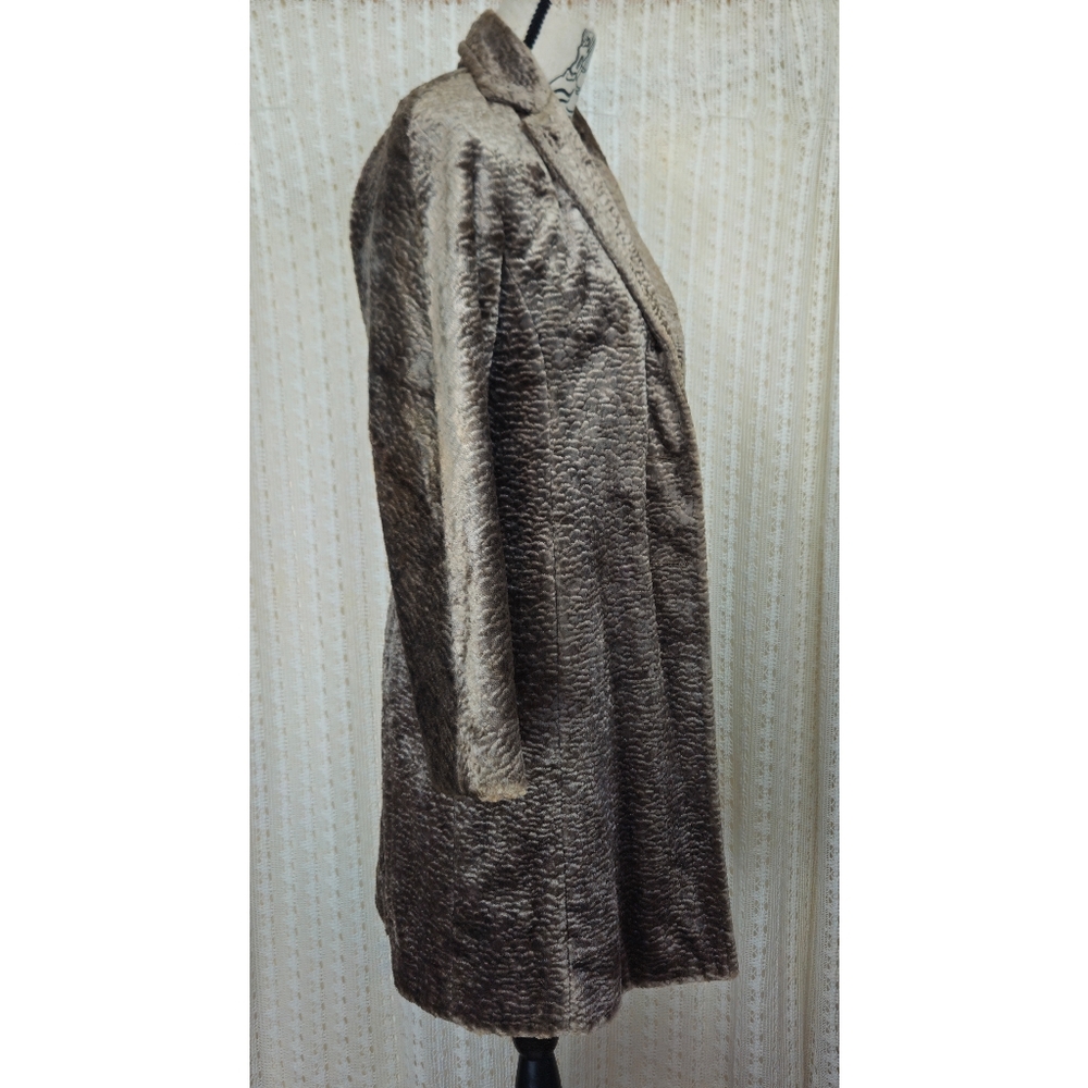 Lafayette 148 Velvet Faux Fur Teddy Long Coat Silver Size Petite - Picture 2 of 8